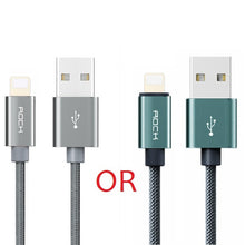 Load image into Gallery viewer, ROCK Cable for iPhone 100CM 180CM 300CM 20CM 2.4A Fast Charger Lighting USB Cables Charging Cord For iPhone 10 8 7 6 5 Plus iPad
