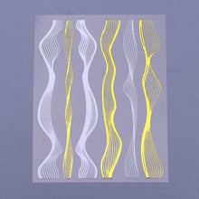 Load image into Gallery viewer, 1 Sheet Gold Silver 3D Nail Sticker Striping Tape Lines Design Multi-size Strip Tape Adhesive DIY Foil Manicure Nail Art Decals