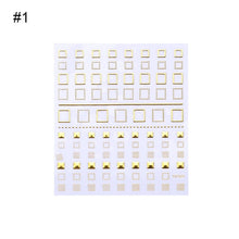 Load image into Gallery viewer, 1 Sheet Gold Silver 3D Nail Sticker Striping Tape Lines Design Multi-size Strip Tape Adhesive DIY Foil Manicure Nail Art Decals