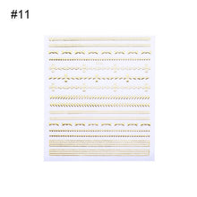 Load image into Gallery viewer, 1 Sheet Gold Silver 3D Nail Sticker Striping Tape Lines Design Multi-size Strip Tape Adhesive DIY Foil Manicure Nail Art Decals