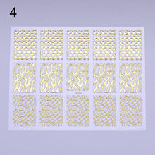 Load image into Gallery viewer, 1 Sheet Gold Silver 3D Nail Sticker Striping Tape Lines Design Multi-size Strip Tape Adhesive DIY Foil Manicure Nail Art Decals