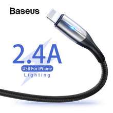Load image into Gallery viewer, Baseus Zn-alloy Lighting Design USB Cable for iPhone xs max 1m 2.4A Charging Cable for iPhone X 8 7 6 plus Charger USB Cable