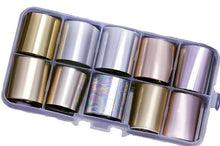 Load image into Gallery viewer, Flower Nail Art Holographic Foil Decoration Wrap Transfer 10 pcs (10 designs) Nail Art Foils Transfer Holographic Foil sticker