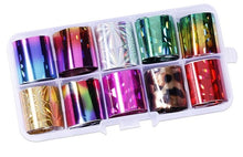 Load image into Gallery viewer, Flower Nail Art Holographic Foil Decoration Wrap Transfer 10 pcs (10 designs) Nail Art Foils Transfer Holographic Foil sticker