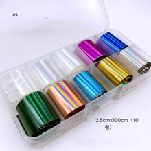 Load image into Gallery viewer, Flower Nail Art Holographic Foil Decoration Wrap Transfer 10 pcs (10 designs) Nail Art Foils Transfer Holographic Foil sticker