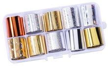 Load image into Gallery viewer, Flower Nail Art Holographic Foil Decoration Wrap Transfer 10 pcs (10 designs) Nail Art Foils Transfer Holographic Foil sticker
