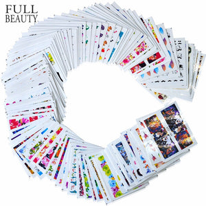 100pcs/lot Nail Sticker Decals Sets Water Transfer Different 100 Designs Beauty Full DIY Tips Nail Charm for Nail Art STZ134-233