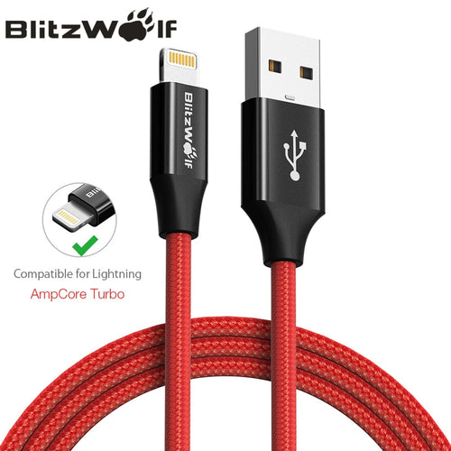 BlitzWolf MFI For Lightning Cable For iPhone 0.9m 1.8m Mobile Phone USB Charger Charging Data Cable For iPhone X XS 8 + For iPad