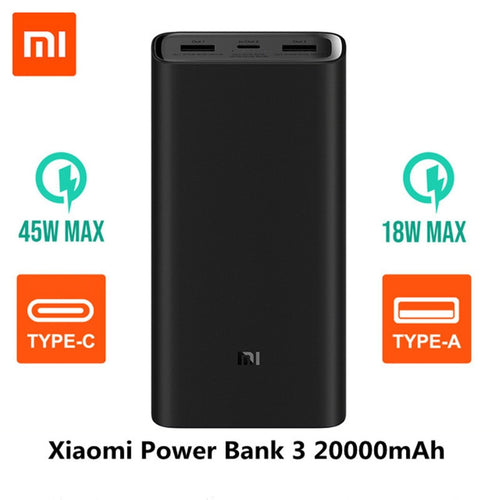 2019 NEW Xiaomi Power Bank 3 20000mAh Mi Powerbank USB-C 45W Portable Charger Dual USB Powerbank for Laptop Smartphone PLM07ZM