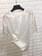 Load image into Gallery viewer, New summer retro style stylish bright silk woman tops shiny loose short sleeve t-shirt sexy club aesthetic harajuku women tshirt