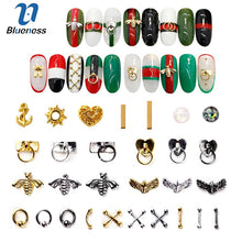 Load image into Gallery viewer, 20/100Pcs Metal Gold stick Gold Silver Copper Bee Wing Studs For Nails Design Charms Manicure 3D Nail Art Decorations